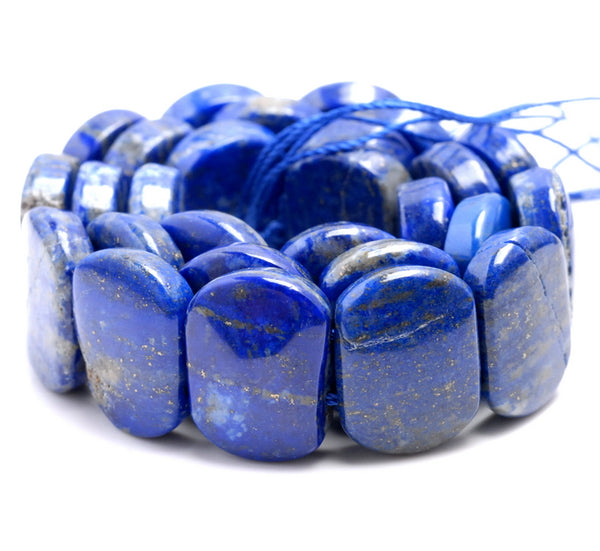 20X15MM Natural Lapis Lazuli Gemstone Grade A Double Drill Bracelet Loose Beads 7.5 inch Half Strand (80003359-B86)