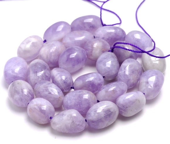 19X12-15X10MM Smooth Lavender Amethyst Gemstone Grade AA Pebble Loose Beads 15.5 inch Full Strand (80003364-B87)