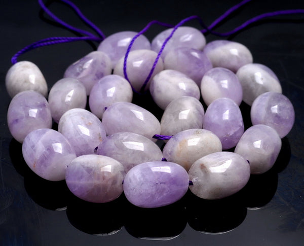 23X15-17X12MM Smooth Lavender Amethyst Gemstone Grade AB Pebble Loose Beads 15.5 inch Full Strand (80003370-B87)