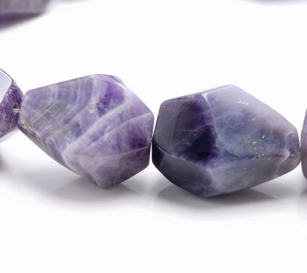 39X24-27X19MM Amethyst Gemstone Faceted Nugget Loose Beads (80003376-B87)