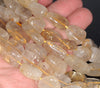 29X14-12X11MM Golden Rutilated Quartz Gemstone Nugget Pebble Loose Beads 15 inch Full Strand (80003380-B85)