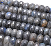 13-14MM Black Labradorite Gemstone Grade A Faceted Rondelle Loose Beads 7.5 inch Half Strand (80003383-B85)