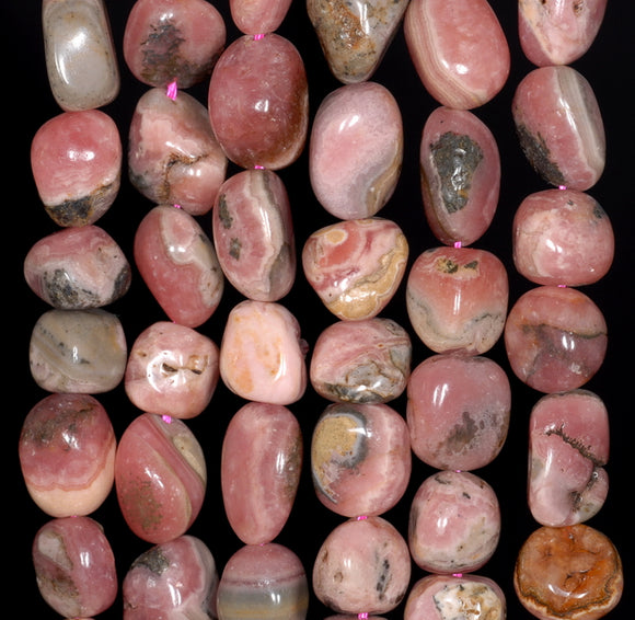 8-9MM Rhodochrosite Gemstone Pebble Nugget Granule Loose Beads 15.5 inch Full Strand (80003392-A61)