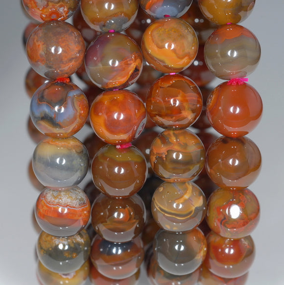 8MM Natural Red Brown Agate Gemstone Grade AAA Round Loose Beads 7 inch Half Strand (80003394-A83)