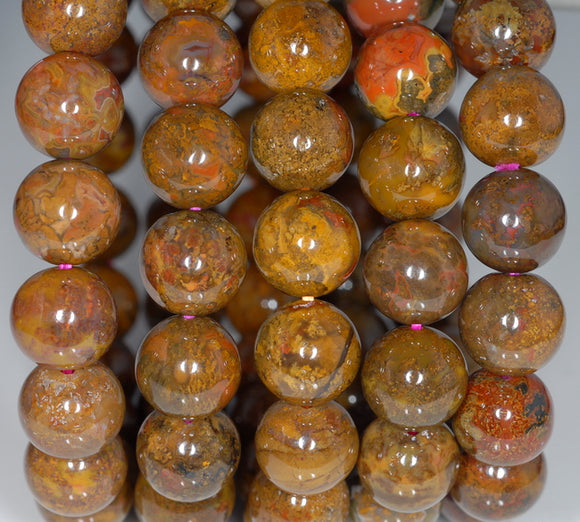 8MM Natural Golden Brown Agate Gemstone Grade AAA Round Loose Beads 7 inch Half Strand (80003395-A83)