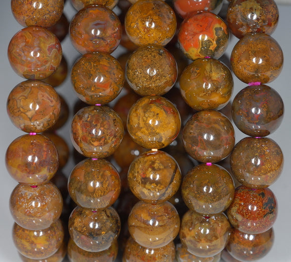 8-9MM Natural Golden Brown Agate Gemstone Grade AAA Round Loose Beads 7 inch Half Strand (80003398-A83)