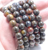 10MM Natural Yellow Brown Agate Gemstone Grade AAA Round Loose Beads 7 inch Half Strand (80003405-A83)