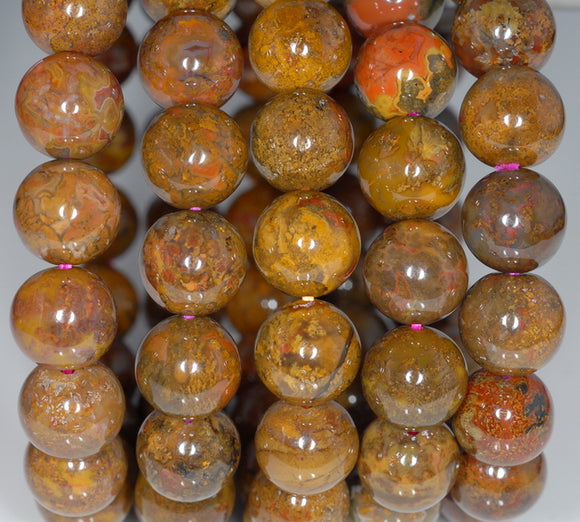 10-11MM Natural Golden Brown Agate Gemstone Grade AAA Round Loose Beads 7.5 inch Half Strand (80003410-A83)