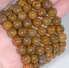 11MM Natural Golden Brown Agate Gemstone Grade AAA Round Loose Beads 7 inch Half Strand (80003413-A83)