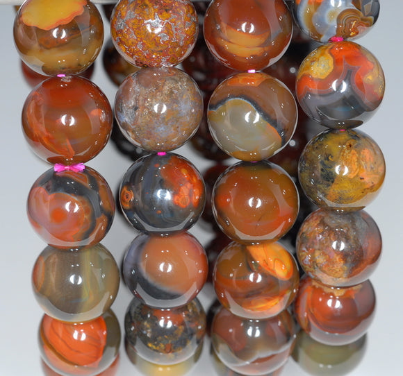 13MM Natural Red Brown Agate Gemstone Grade AAA Round Loose Beads 7.5 inch Half Strand (80003419-A83)