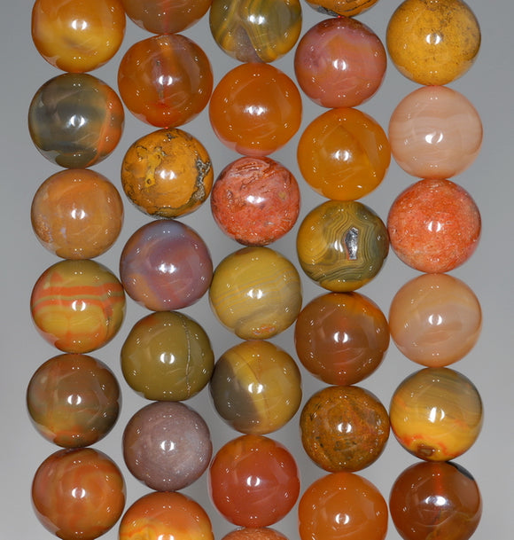 7-8MM Natural Yellow Orange Agate Gemstone Grade AAA Round Loose Beads 7.5 inch Half Strand (80003421-A84)