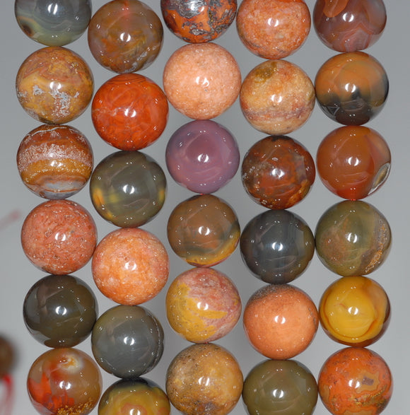 9MM Natural Yellow Orange Agate Gemstone Grade AAA Round Loose Beads 7.5 inch Half Strand (80003423-A84)