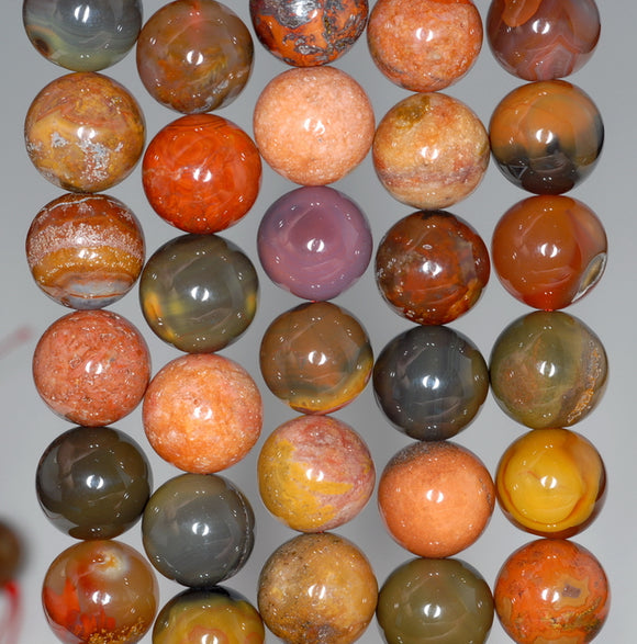 9-10MM Natural Yellow Orange Agate Gemstone Grade AAA Round Loose Beads 7.5 inch Half Strand (80003424-A84)