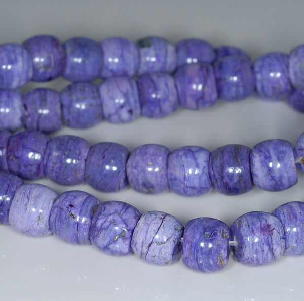 8X10MM Purple Charoite Jasper Gemstone Barrel Drum Loose Beads (80003435 H-A85)