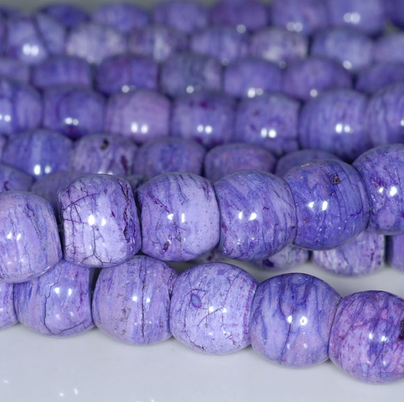 12X10MM Purple Charoite Jasper Gemstone Barrel Drum Loose Beads 15 inch Full Strand (80003437-A85)