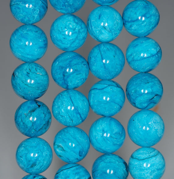 10MM Turquoise Blue Jasper Gemstone Round Loose Beads 15 inch Full Strand (80003441-A85)