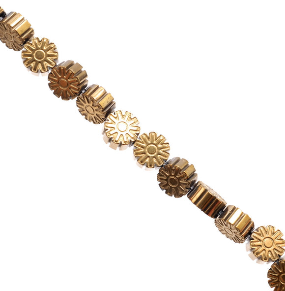 6MM Gold Hematite Gemstone Sunflower Loose Beads 16 inch Full Strand (80003452-A49)