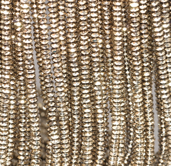 4X2MM Pyrite Hematite Gemstone Faceted Rondelle Loose Beads 15.5 inch Full Strand (80003455-A49)