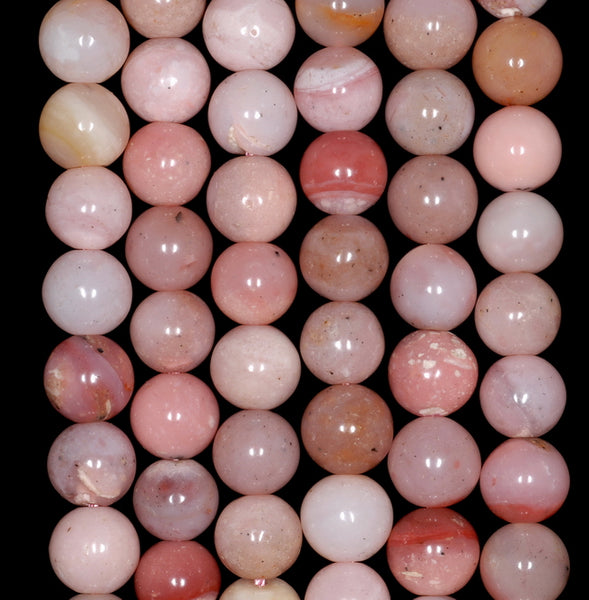 7-8MM Pink Opal Gemstone Grade A Round Loose Beads 7.5 inch Half Strand (80003458-A77)