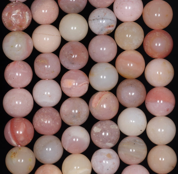 8-9MM Pink Opal Gemstone Grade A Round Loose Beads 7.5 inch Half Strand (80003459-A77)