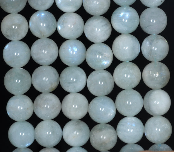 9-10MM Green Moonstone Gemstone Grade AAA Round Loose Beads 15 inch Full Strand (80003477-A80)