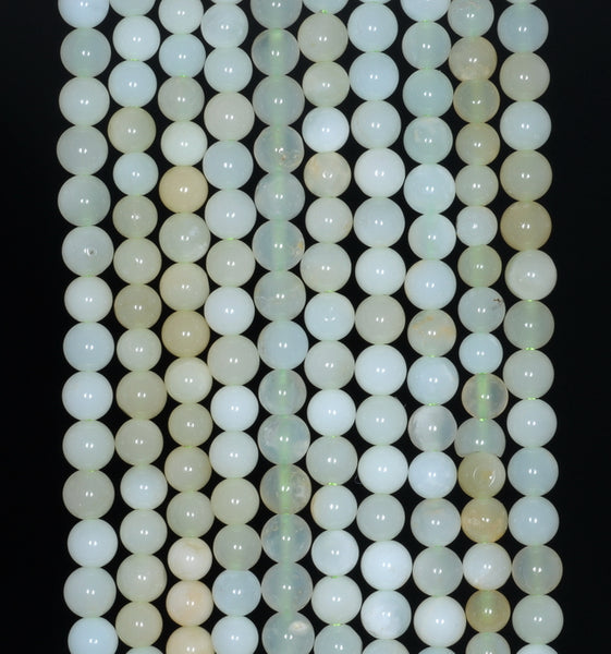 4MM White Green Opal Gemstone Grade A Round Loose Beads 15.5 inch Full Strand (80003489-A77)