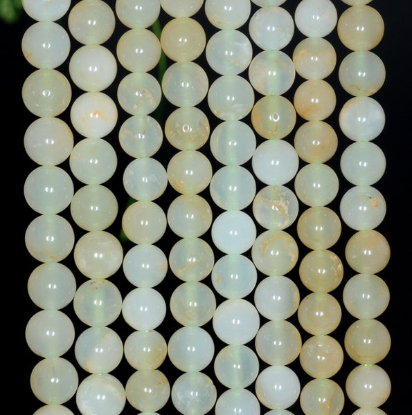 6MM Milky Green Opal Gemstone Grade A Round Loose Beads 15.5 inch Full Strand (80003491-A77)