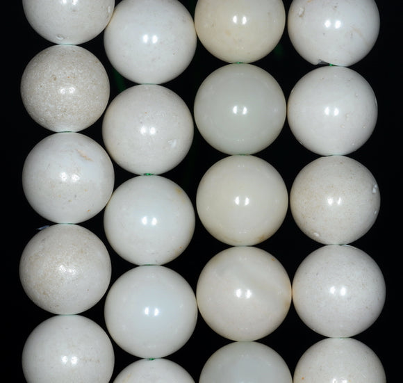 14MM White Green Opal Gemstone Grade AB Round Loose Beads 7.5 inch Half Strand (80003497 H-A86)