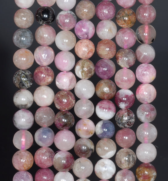 5-6MM Tourmaline Gemstone Round Loose Beads 15.5 inch Full Strand (80003499-A157)