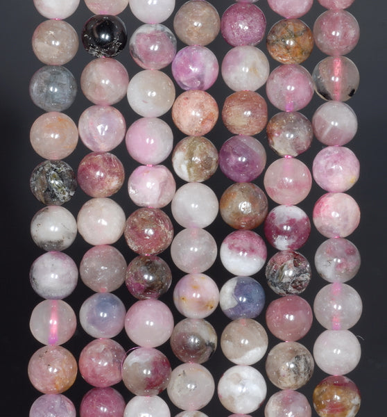 8-9MMM Tourmaline Gemstone Round Loose Beads 7.5 inch Half Strand (80003505-A157)