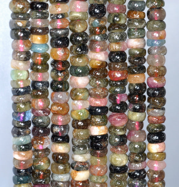 6X4-5X1MM Tourmaline Gemstone Rondelle Heishi Loose Beads 16 inch Full Strand (80003507-A157)