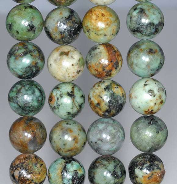 12-13MM African Turquoise Gemstone Round Loose Beads 7.5 inch Half Strand (80003514-A160)