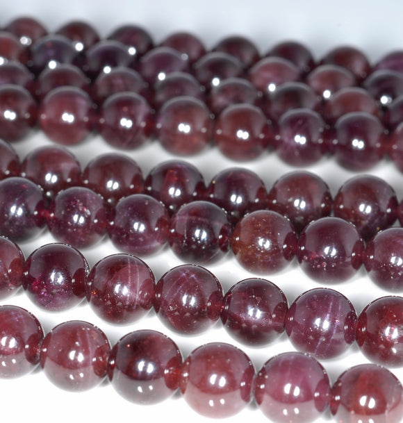 7MM Cat Eye Red Garnet Gemstone Grade AA Round Loose Beads 6.5 inch Half Strand (80003517-A161)