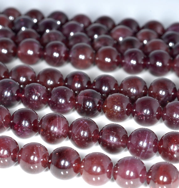 8-9MM Cat Eye Red Garnet Gemstone Grade AA Round Loose Beads 7 inch Half Strand (80003520-A161)