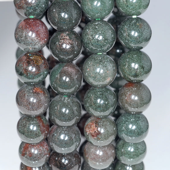 10MM Rare Dark Green Phantom Quartz Gemstone Grade AAA Round Loose Beads 7.5 inch Half Strand (80003533-A163)