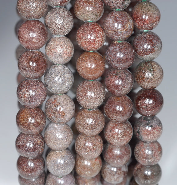 7-8MM Red Green Phantom Quartz Gemstone Grade A Round Loose Beads 7 inch Half Strand (80003544-A162)