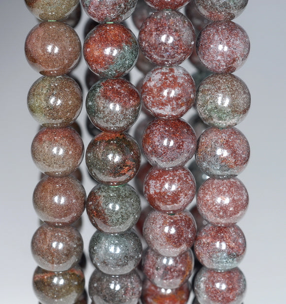 7-8MM Green Red Green Phantom Quartz Gemstone Grade AA Round Loose Beads 7 inch Half Strand (80003557-A162)