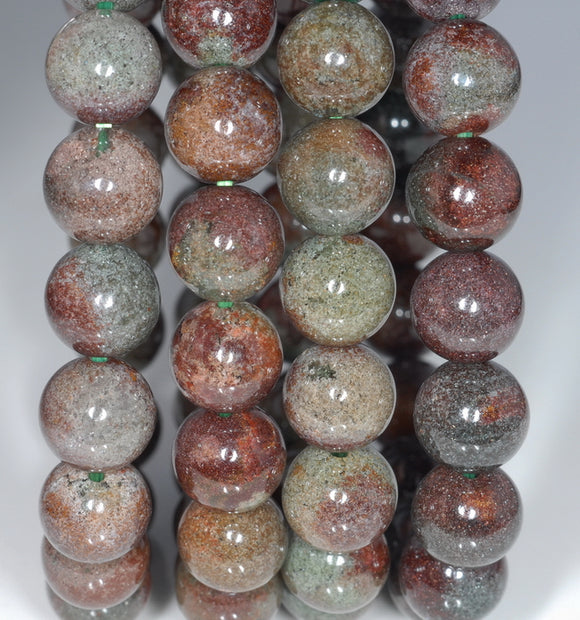 9MM Green Red Green Phantom Quartz Gemstone Grade AA Round Loose Beads 7 inch Half Strand (80003560-A162)