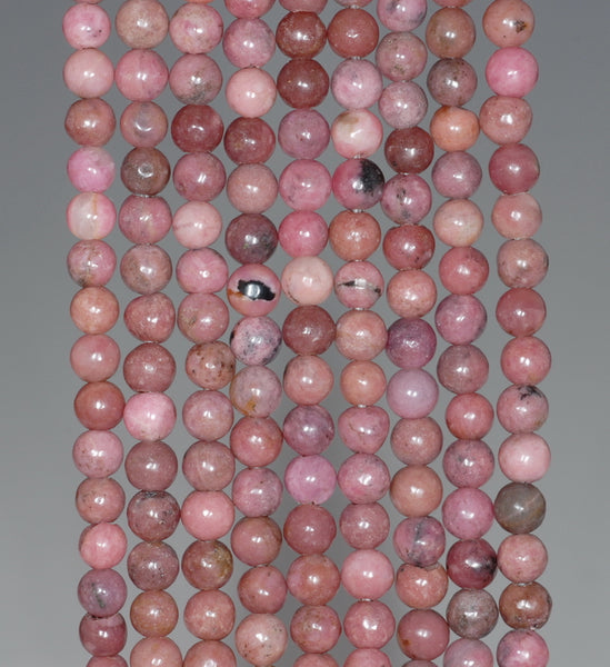 4-5MM Rhodonite Gemstone Round Loose Beads 15.5 inch Full Strand (80003577-A164)