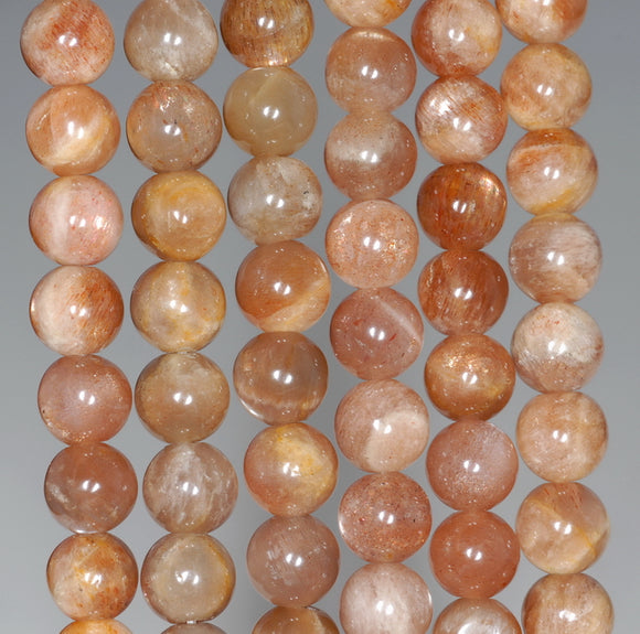 7-8MM Sunstone Gemstone Grade A Round Loose Beads 15.5 inch Full Strand (80003589-A164)