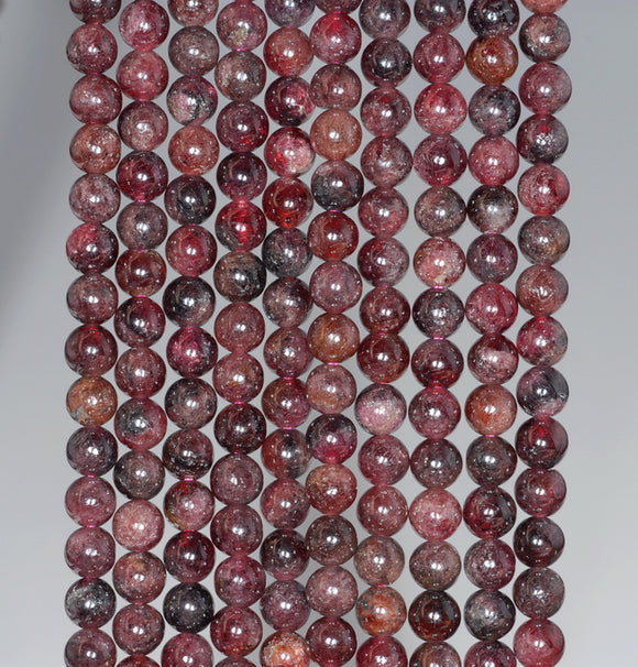 4MM Red Garnet Gemstone Round Loose Beads 16 inch Full Strand (80003608-A165)