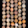 8MM Coral Fossil Gemstone Faceted Round Loose Beads 7.5 inch Half Strand (80003610 H-A168)