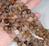 10MM Light Coffe Agate Gemstone Faceted Round Loose Beads 15 inch Full Strand (80003611-A164)