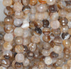 10MM Light Coffe Agate Gemstone Faceted Round Loose Beads 15 inch Full Strand (80003611-A164)