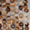 10MM Light Coffe Agate Gemstone Faceted Round Loose Beads 15 inch Full Strand (80003611-A164)