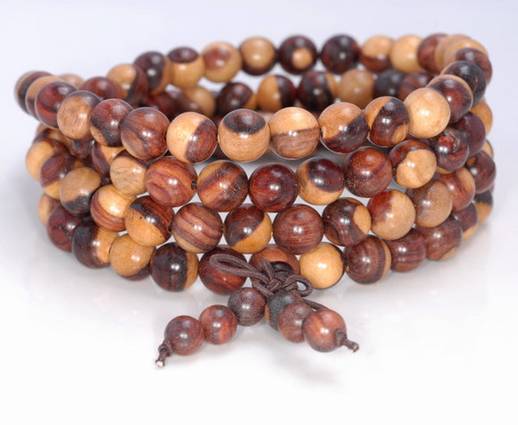 8MM Yellow Brown Sandalwood Round Loose Beads 34 inch (80003639-W4)