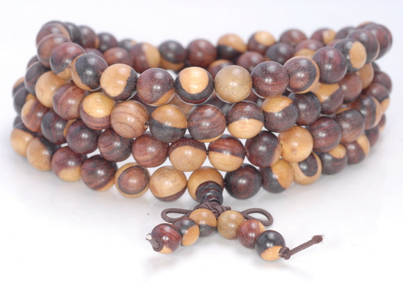 8MM Yellow Brown Sandalwood Round Loose Beads 34 inch (80003640-W4)