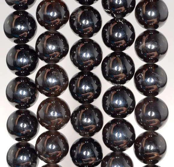 12MM Rare Black Rock Crystal Gemstone Grade AAA Round Loose Beads 15.5 inch Full Strand (80003787-B95)