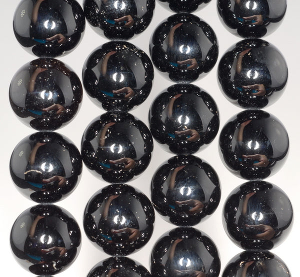 14MM Rare Black Rock Crystal Gemstone Grade AAA Round Loose Beads 7.5 inch Half Strand (80003788 H-B95)