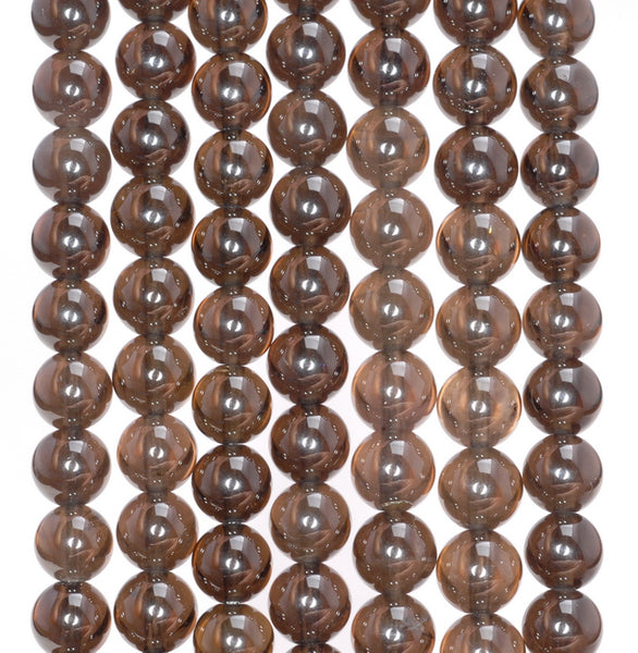 6MM Natural Clear Dark Smoky Quartz Gemstone Grade AAA Round Loose Beads 15.5 inch Full Strand (80003799-B94)